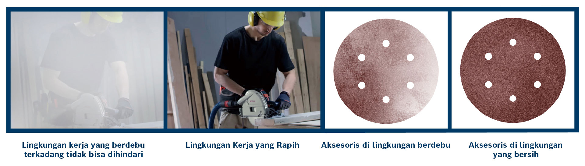 Sebuah alat Bosch Professional digunakan oleh seorang pekerja.