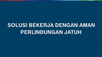 Latar belakang biru dengan teks putih tentang langkah-langkah keselamatan kerja.
