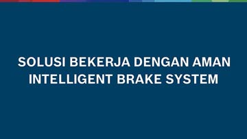 Latar belakang biru dengan teks putih tentang sistem rem pintar.