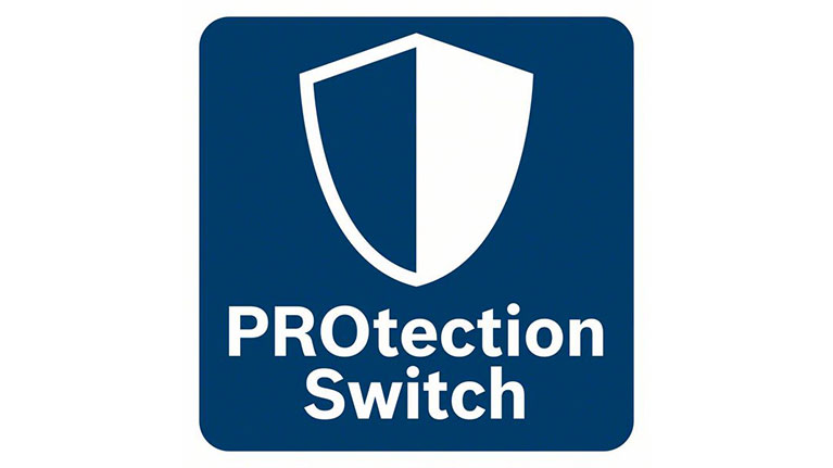 Logo biru dengan perisai dan tulisan "PROtection Switch".