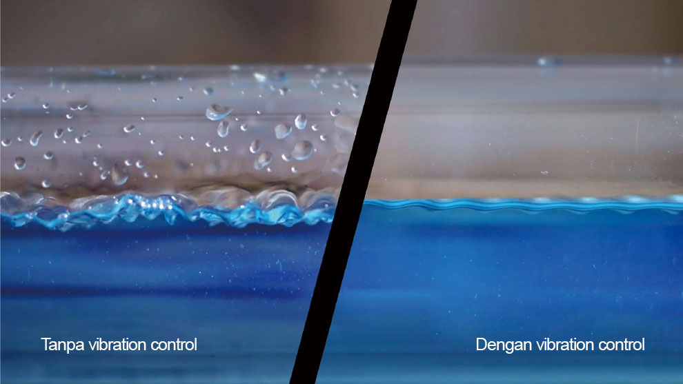 Dua permukaan air, satu tenang, yang lainnya bergelombang, dengan label.