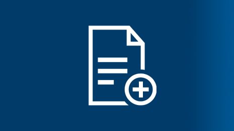Ikon dokumen putih dengan tanda plus di latar belakang biru.