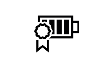 Ikon hitam Bosch dengan medali dan simbol baterai.