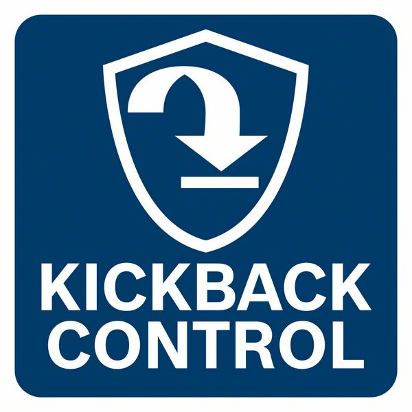 Sebuah papan biru dengan teks "KICKBACK CONTROL" berwarna putih.