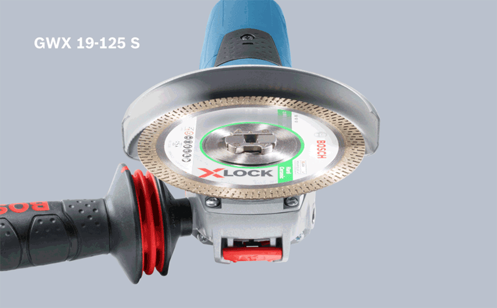 Sebuah mesin gerinda sudut Bosch Professional dengan cakram X-LOCK.
