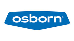 Logo Osborn berwarna biru dengan tulisan putih.